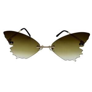 6074 | Dark Green Butterfly Rimless Sunglasses